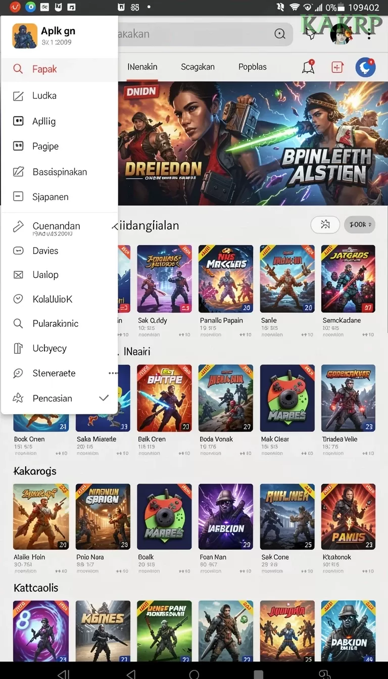 Cuplikan layar ANGSA4D — menu navigasi